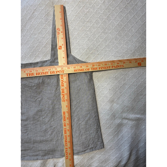 J. Crew Factory Gray & White Railroad Striped Square Neck Tank Top Sz Large GUC - Picture 4 of 7